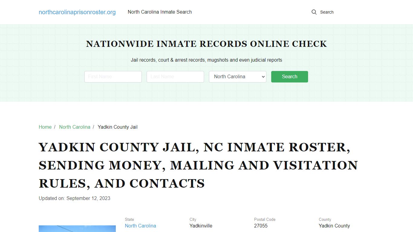 Yadkin County Jail, NC: Offender Search, Visitations & Contact Info